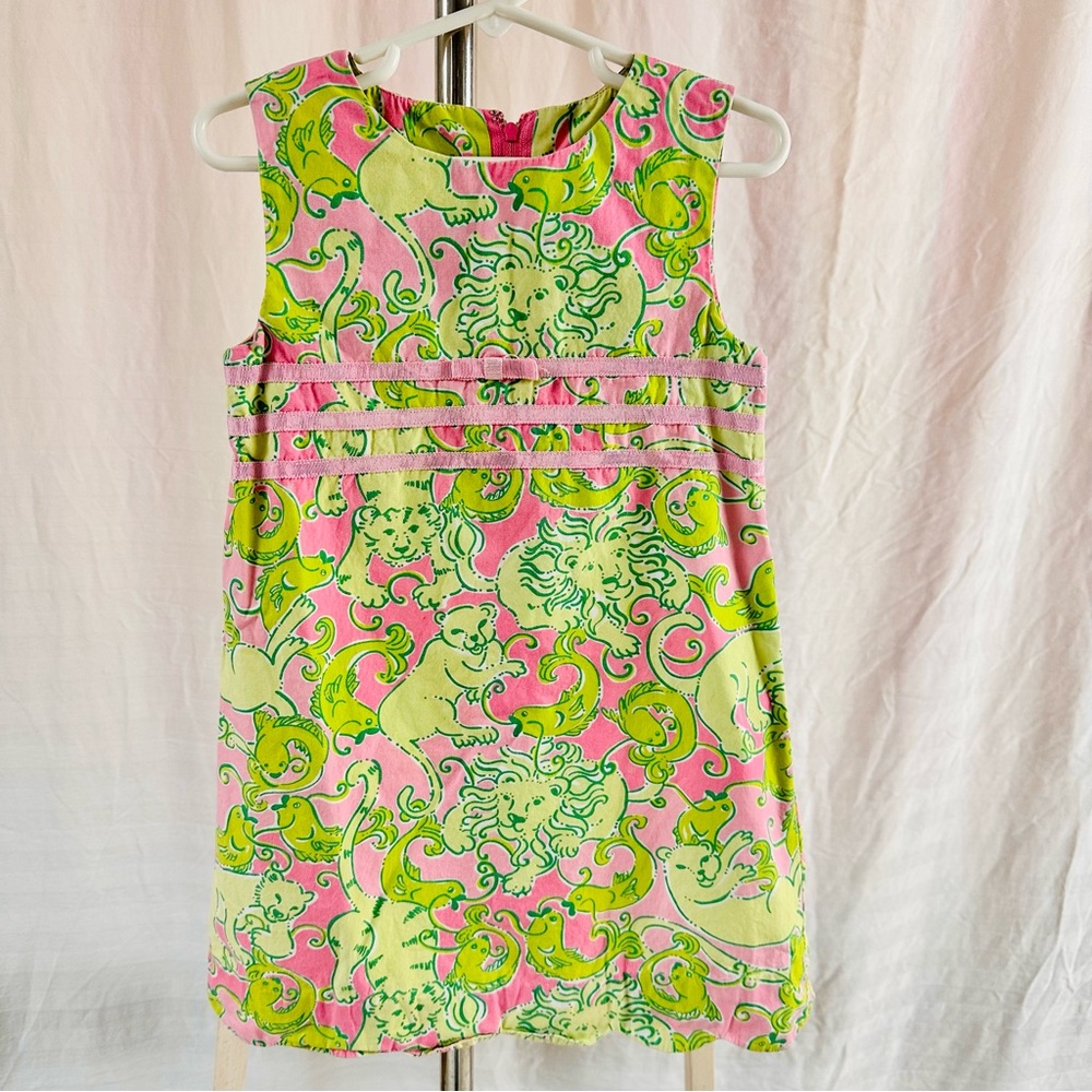 White Label Girls Size 4 Shift Dress in “Fried Catfish” Lions Tigers Fish